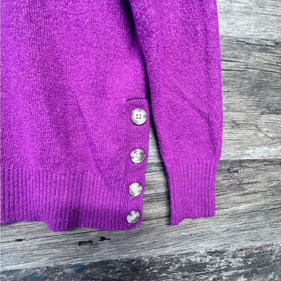 LOFT Purple Cowl Neck Sweater with Long Sleeves and Cozy Texture - Picture 4 of 6
